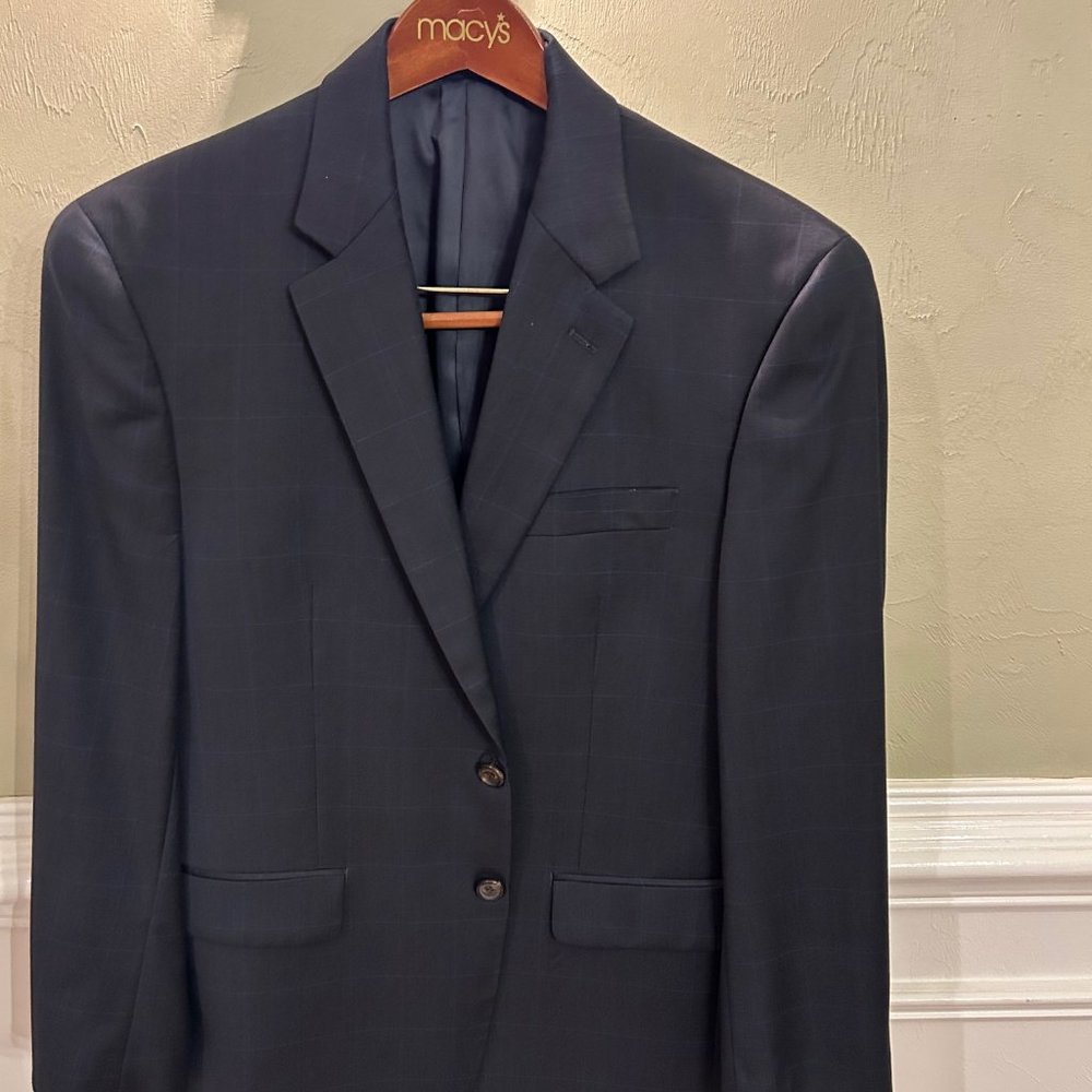 Ralph by Ralph Lauren like new all wool men's windowpane blue suit!